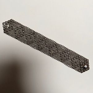 Handcrafted Silver Mesh snap bracelet